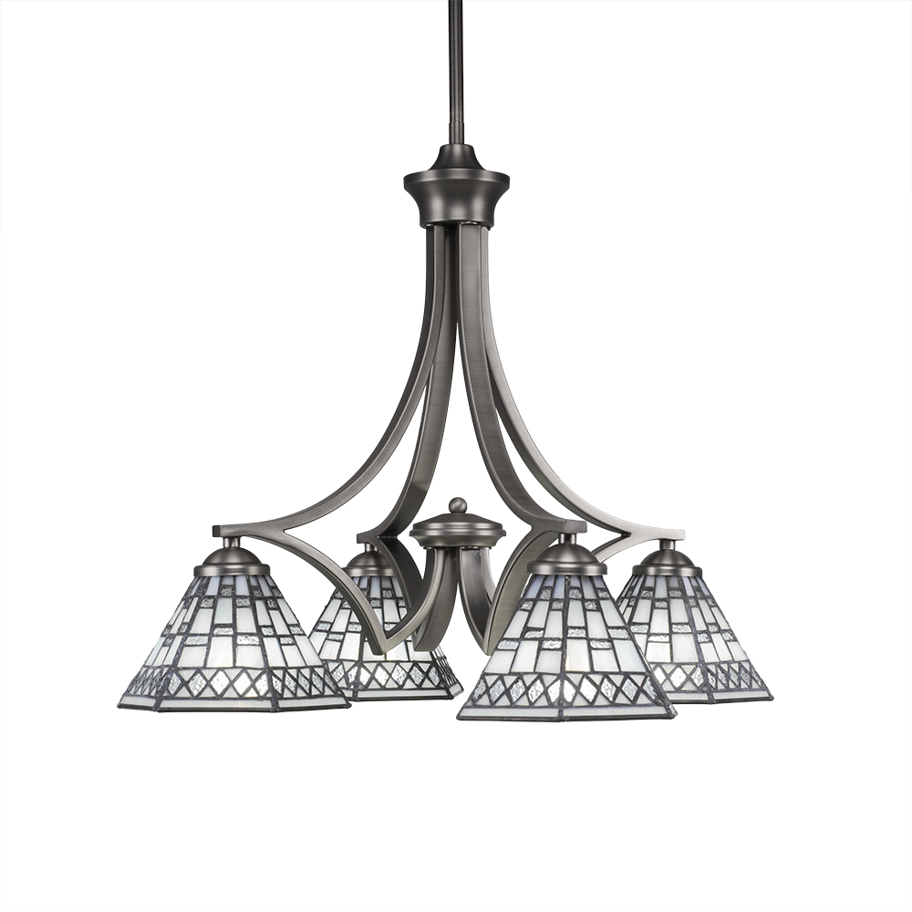 Toltec Lighting 568-GP-9105 Zilo 4 Light Chandelier Shown In Graphite Finish With 7” Pewter Tiffany Glass