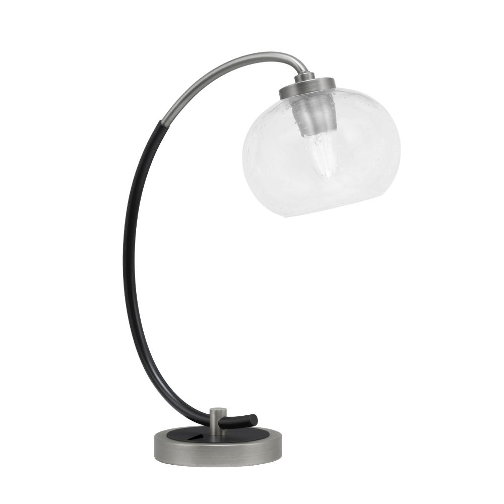 Toltec Lighting 57-GPMB-202 Desk Lamp, Graphite & Matte Black Finish, 7" Clear Bubble Glass