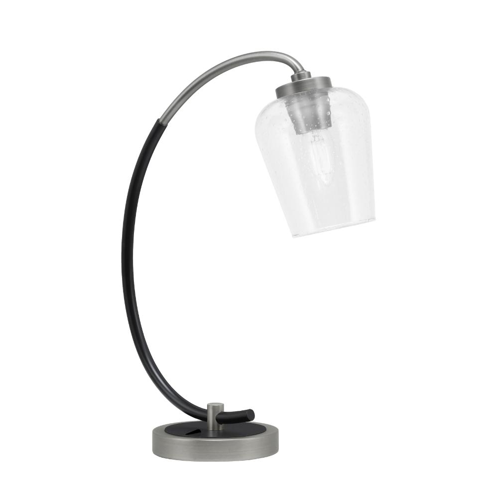 Toltec Lighting 57-GPMB-210 Desk Lamp, Graphite & Matte Black Finish, 5" Clear Bubble Glass