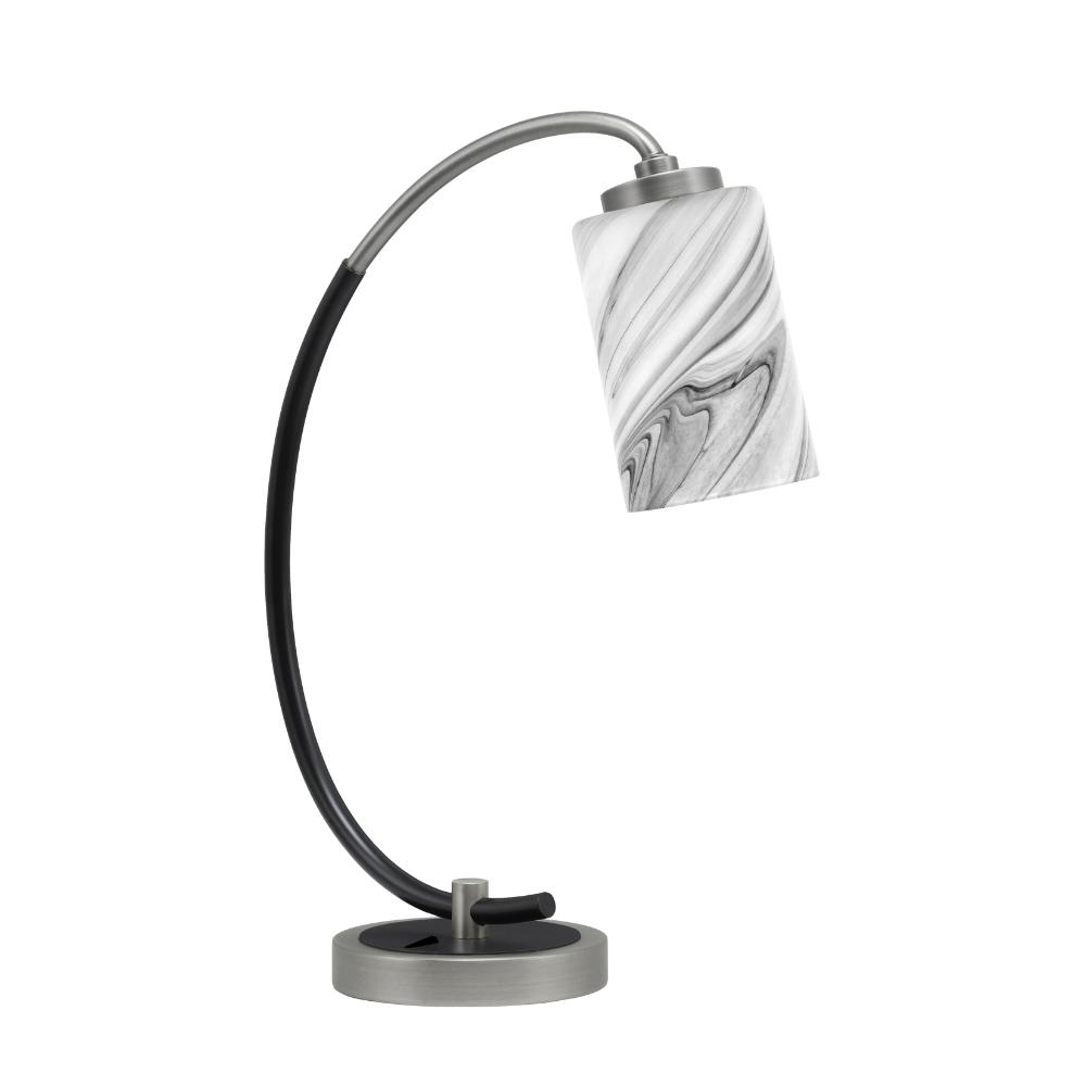 Toltec Lighting 57-GPMB-3009 Desk Lamp, Graphite & Matte Black Finish, 4" Onyx Swirl Glass