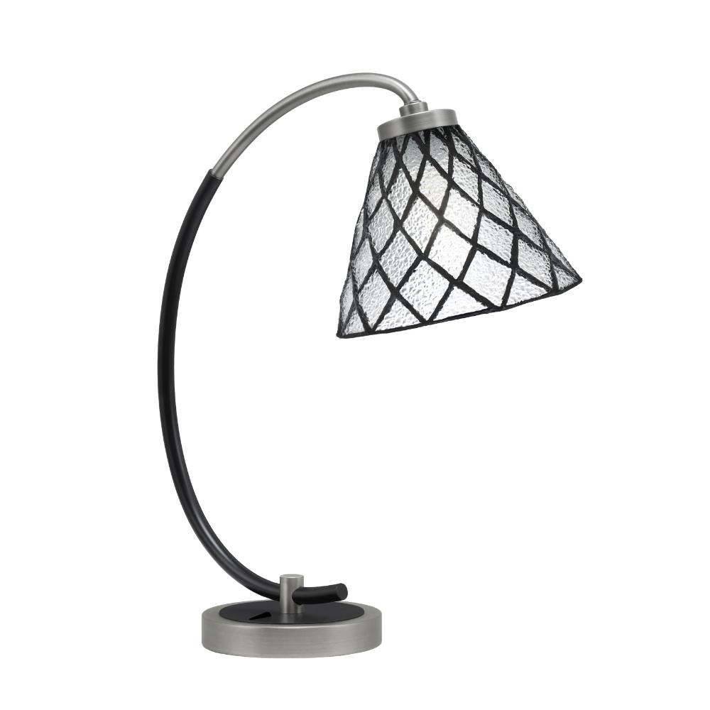 Toltec Lighting 57-GPMB-9185 Desk Lamp, Graphite & Matte Black Finish, 7" Diamond Ice Art Glass