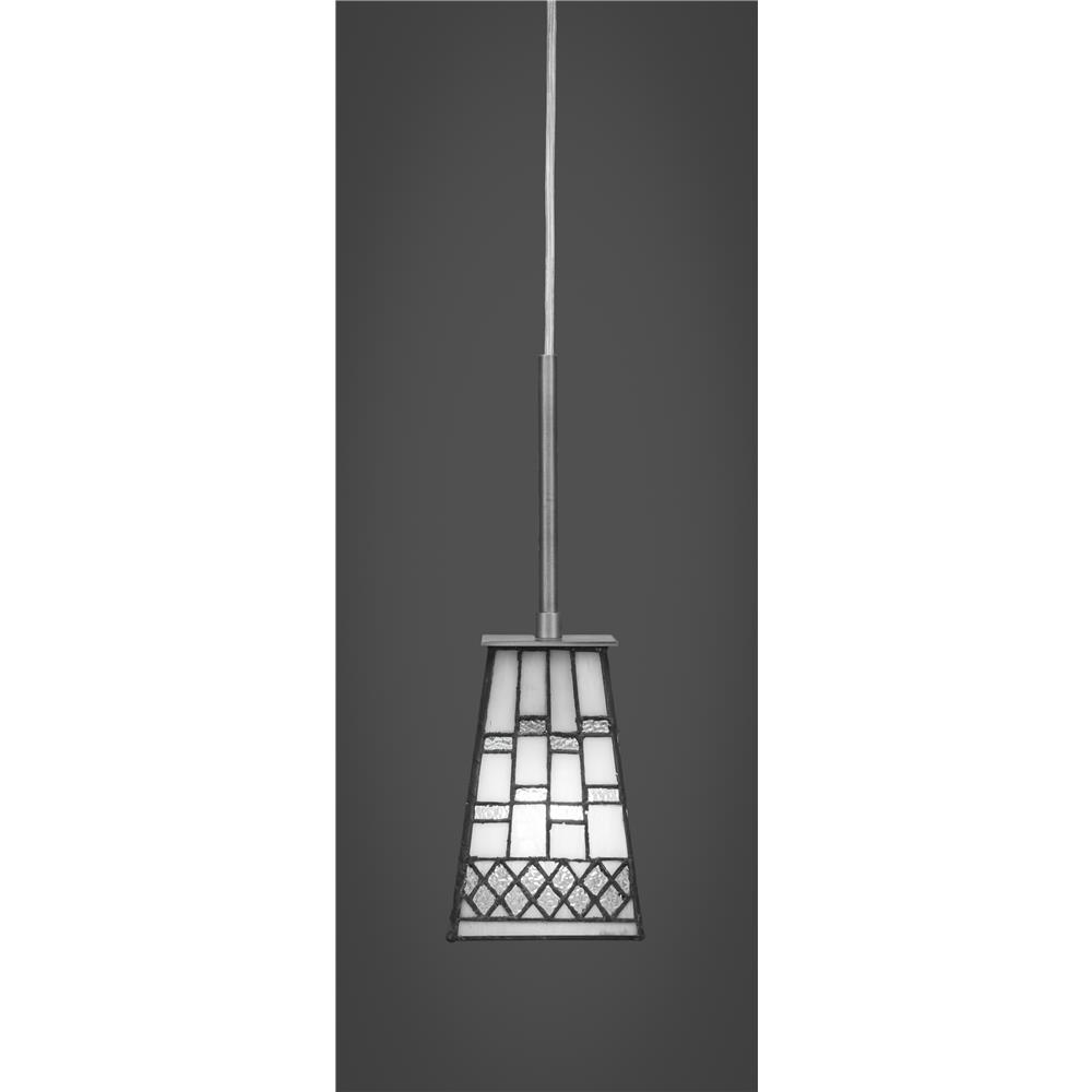 Toltec 572-GP-9104 Apollo Cord Mini Pendant With Hang Straight Swivel Shown In Graphite Finish With 5" Square Pewter Tiffany Glass