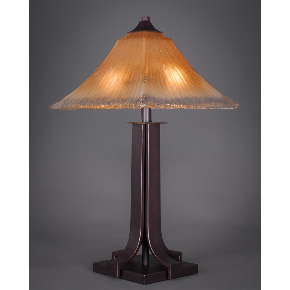 Toltec Lighting 577-DG-650 Apollo Table Lamp Shown In Dark Granite Finish With Square Amber Crystal Glass
