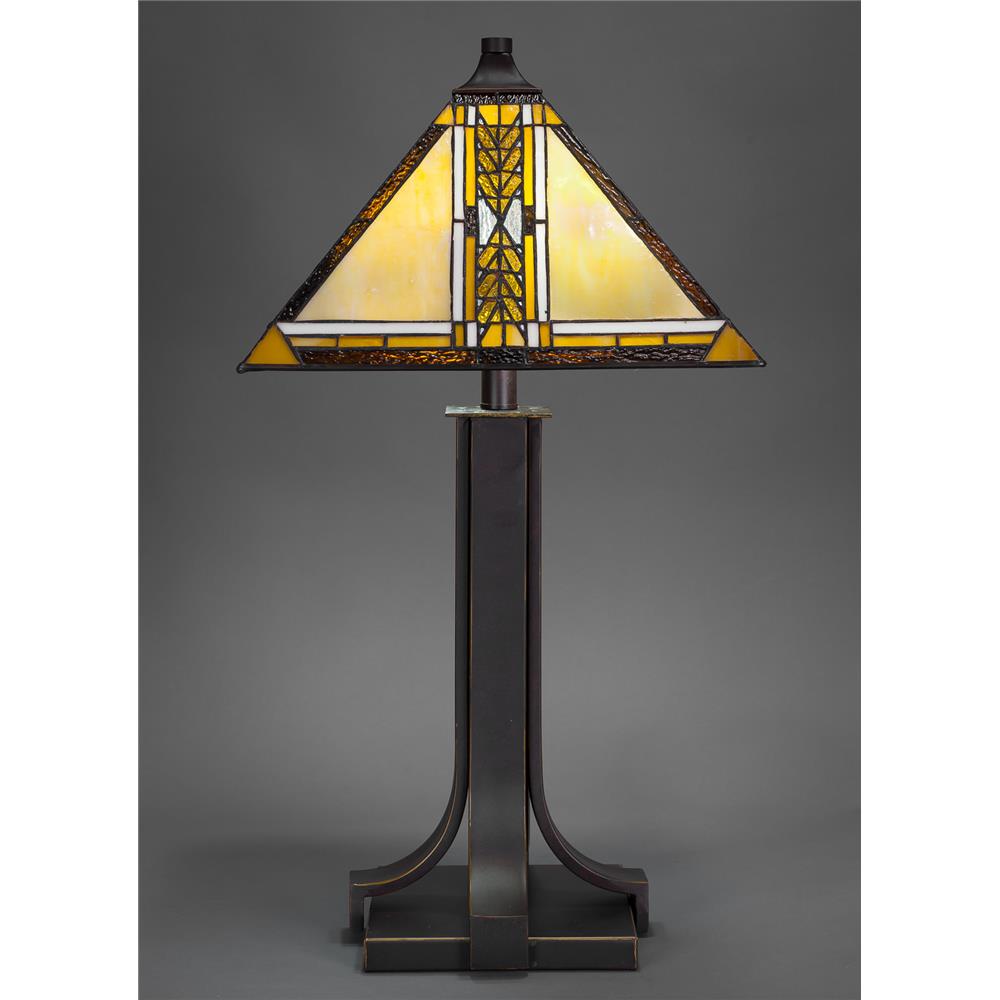 Toltec Lighting 577-DG-9867 Apollo Table Lamp in Dark Granite Finish With Square Santa Cruz Tiffany Glass