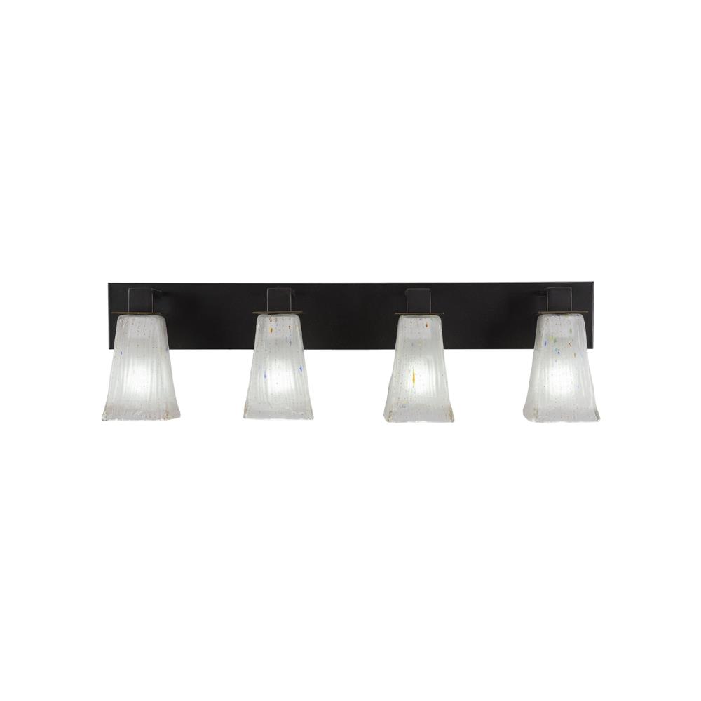 Toltec Lighting 584-DG-631 Apollo 4 Light Bath Bar Shown In Dark Granite Finish With 5" Square Frosted Crystal Glass