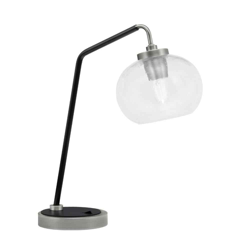 Toltec Lighting 59-GPMB-202 Desk Lamp, Graphite & Matte Black Finish, 7" Clear Bubble Glass