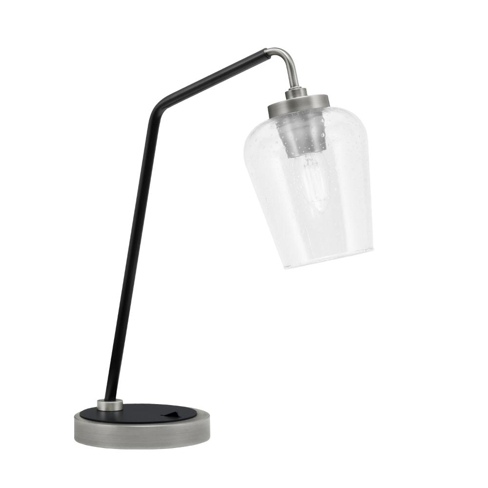 Toltec Lighting 59-GPMB-210 Desk Lamp, Graphite & Matte Black Finish, 5" Clear Bubble Glass