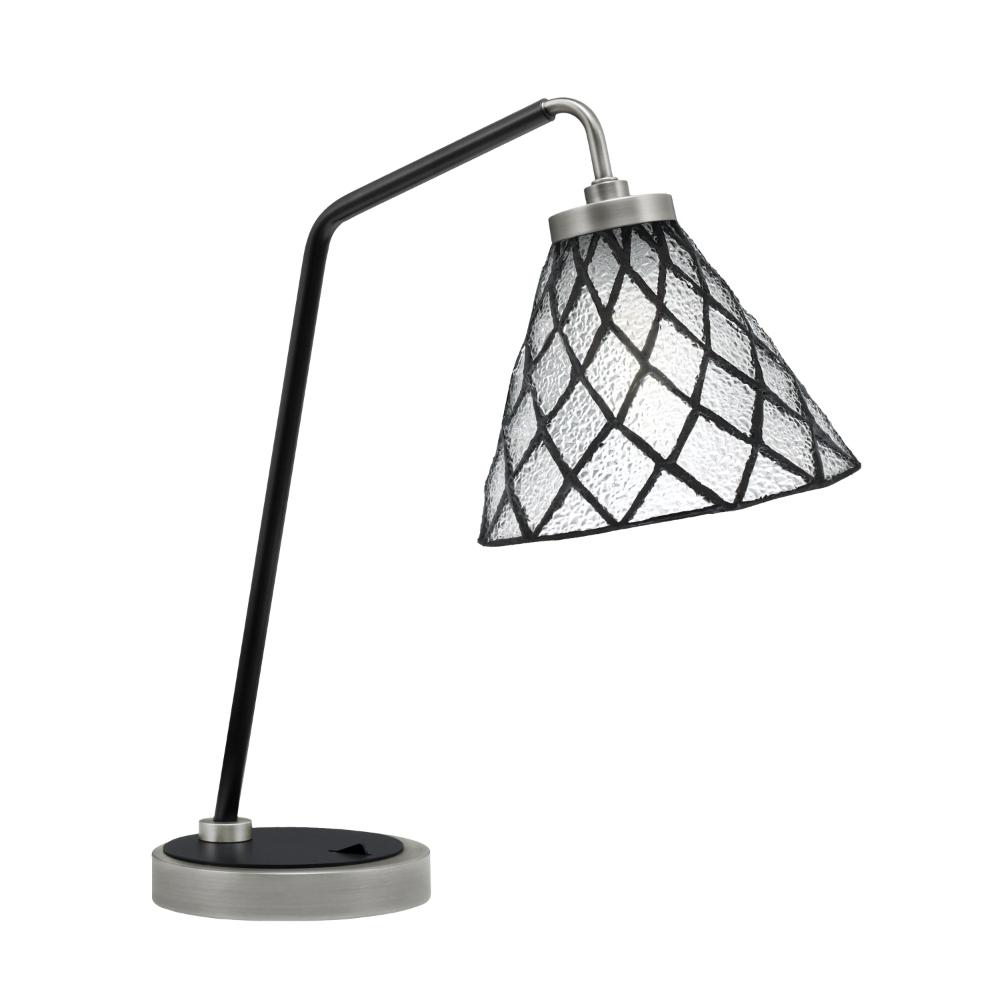 Toltec Lighting 59-GPMB-9185 Desk Lamp, Graphite & Matte Black Finish, 7" Diamond Ice Art Glass