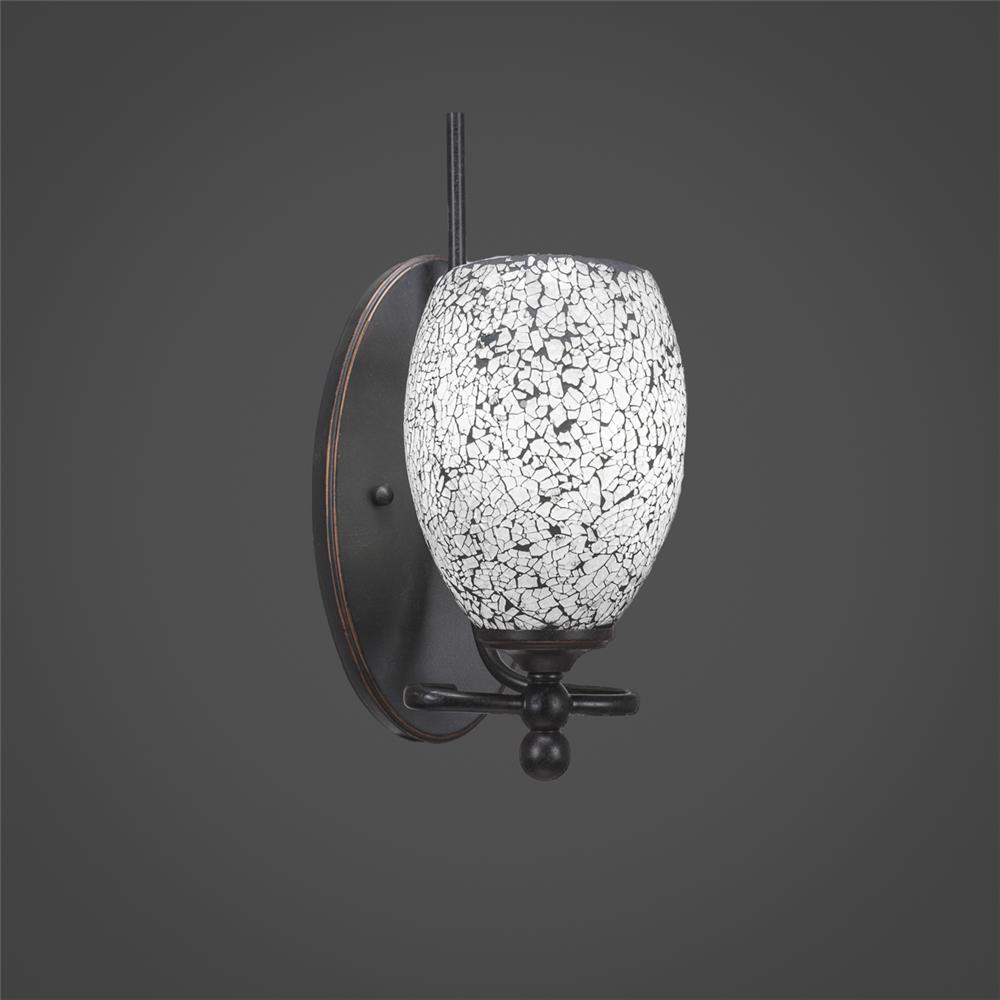 Toltec 591-DG-4165 Capri 1 Light Wall Sconce Shown In Dark Granite Finish With 5" Black Fusion Glass