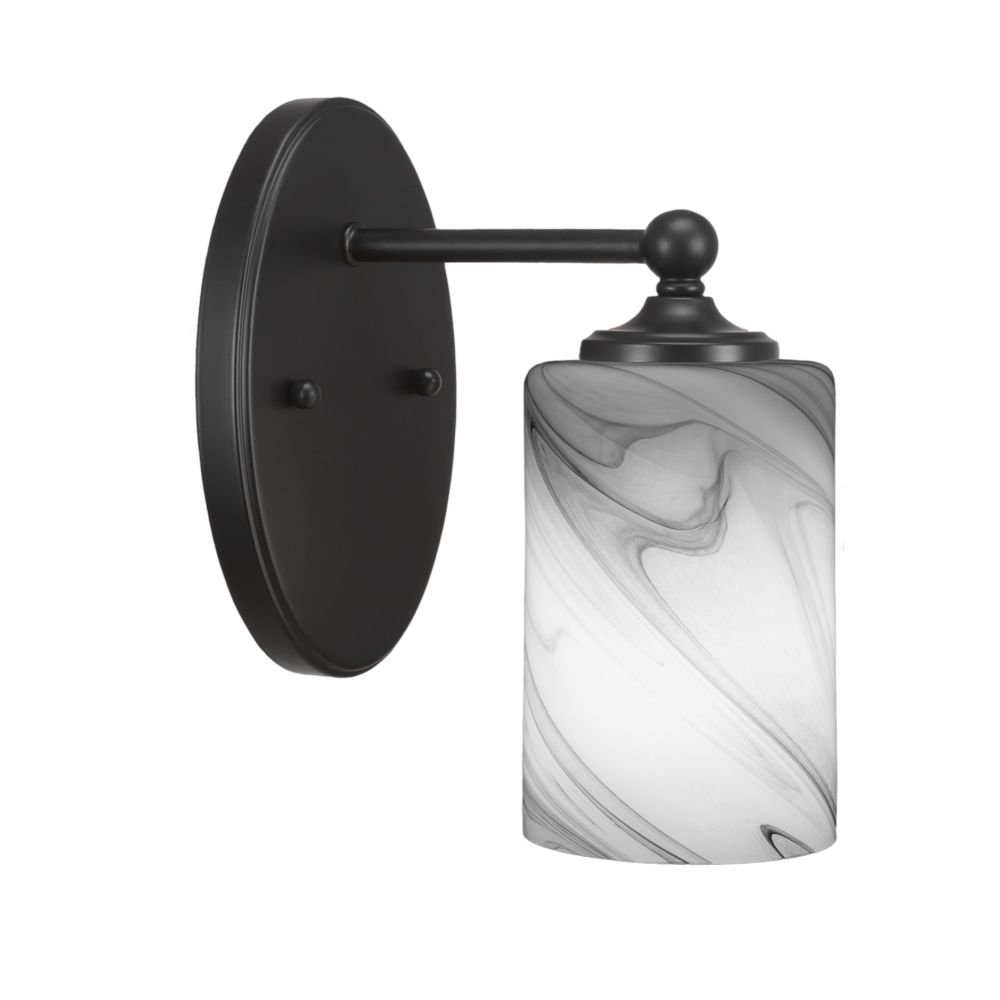 Toltec Lighting 5911-MB-3009 Capri 1 Light Wall Sconce Shown In Matte Black Finish With 4" Onyx Swirl Glass