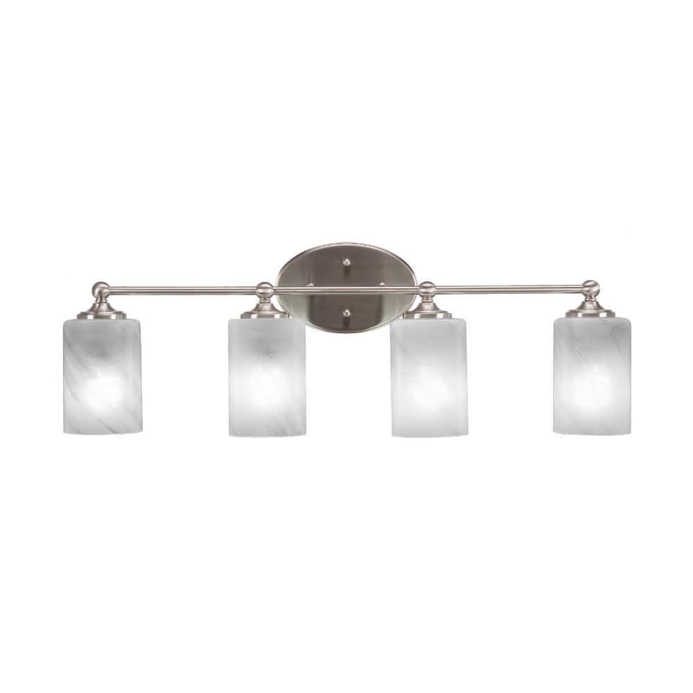 Toltec Lighting 5914-BN-3001 Capri 4 Light Bath Bar Shown In Brushed Nickel Finish With 4" White Marble Glass