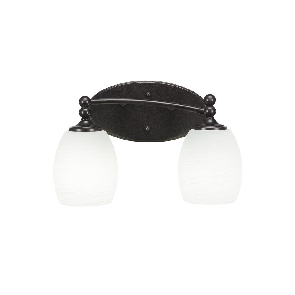 Toltec Lighting 592-DG-615 Capri 2 Light Bath Bar Shown In Dark Granite Finish With 5 in. White Linen Glass