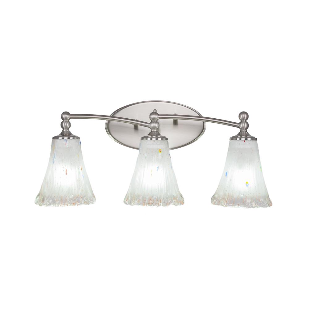 Toltec Lighting 593-BN-721 Capri 3 Light Bath Bar Shown In Brushed Nickel Finish With 5.5" Frosted Crystal Glass