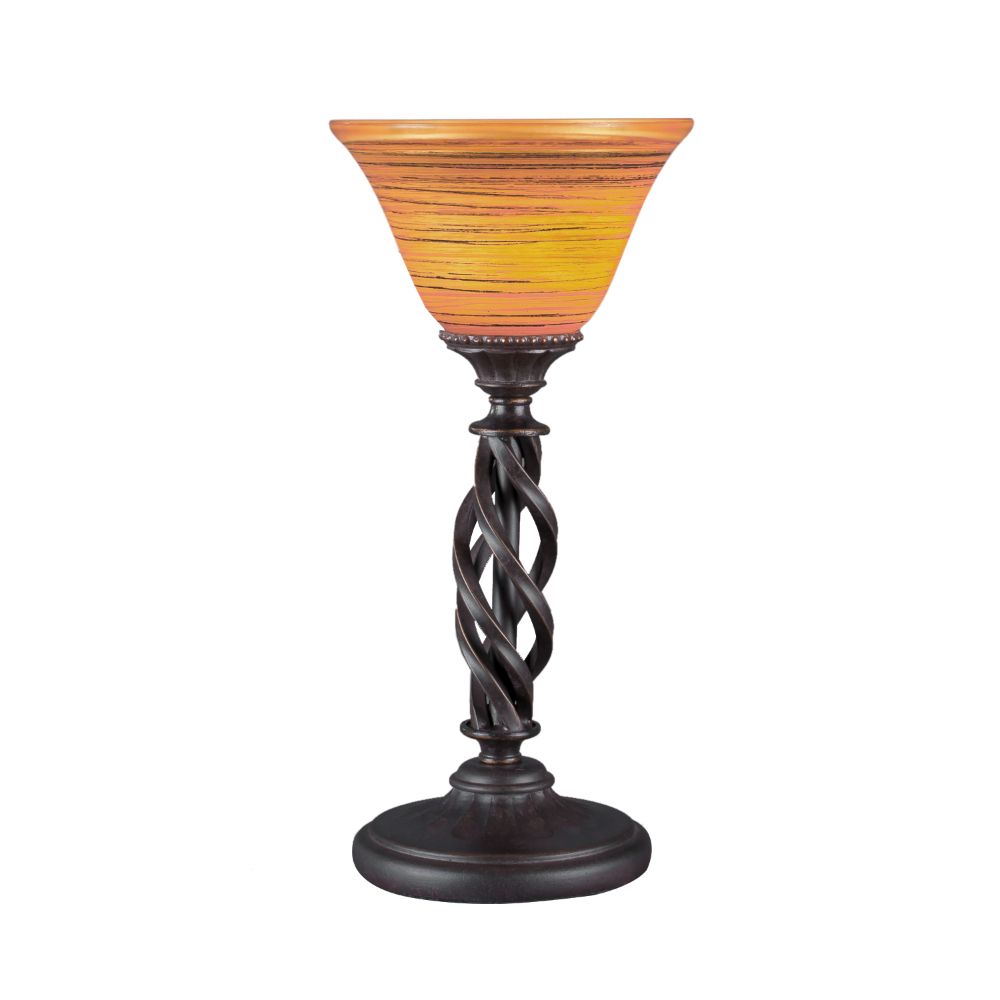 Toltec Lighting 61-DG-454 Dark Granite Finish Mini Table Lamp With 7 in. Firré Saturn Glass