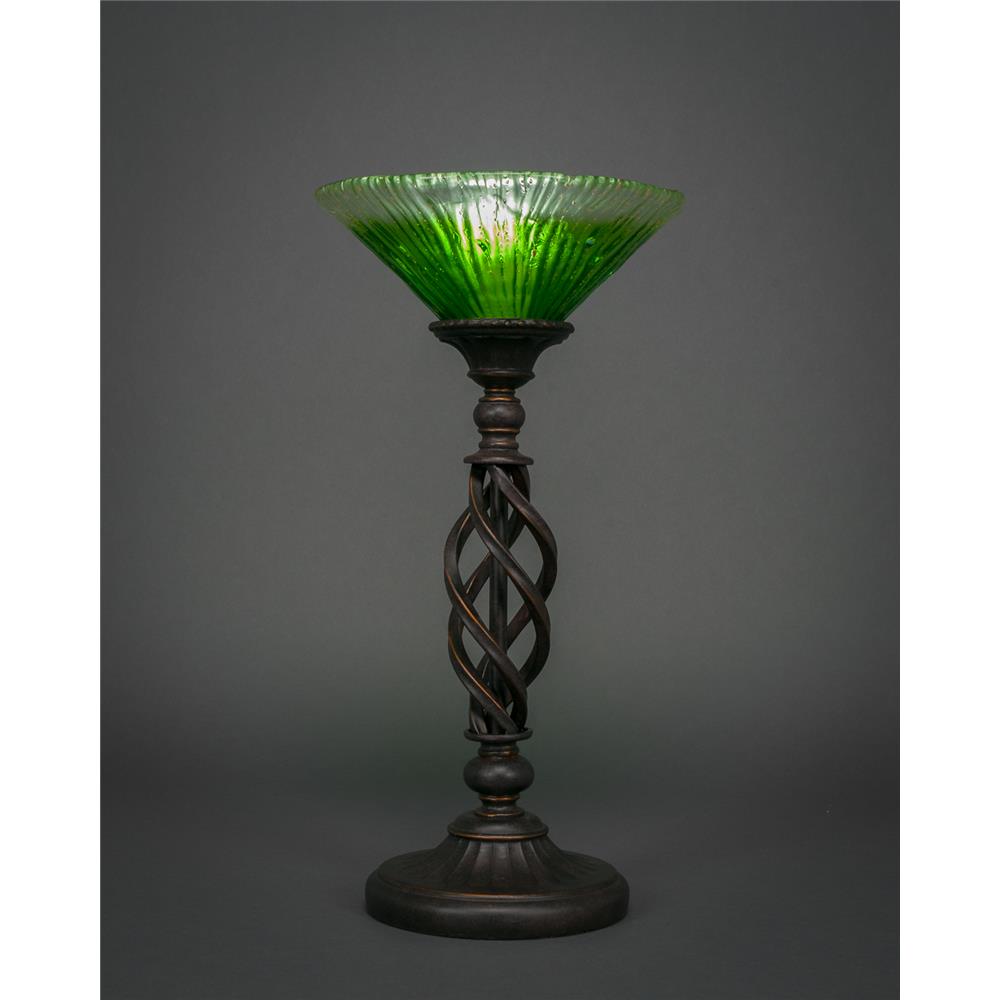 Toltec Lighting 63-DG-437 Eleganté Table Lamp Shown In Bronze Finish With 10" Kiwi Green Crystal Glass
