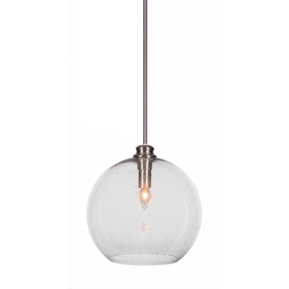 Toltec Lighting 70-BN-4390 Kimbro Stem Hung Pendant In Brushed Nickel Finish With 13.75" Clear Bubble Glass