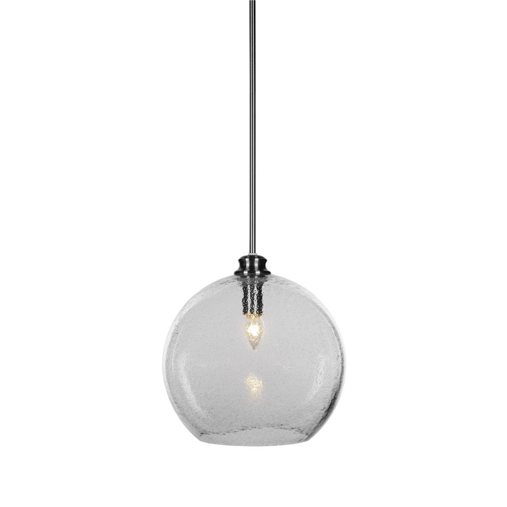 Toltec Lighting 70-BN-4392 Kimbro Stem Hung Pendant Shown In Brushed Nickel Finish With 13.75" Smoke Bubble Glass