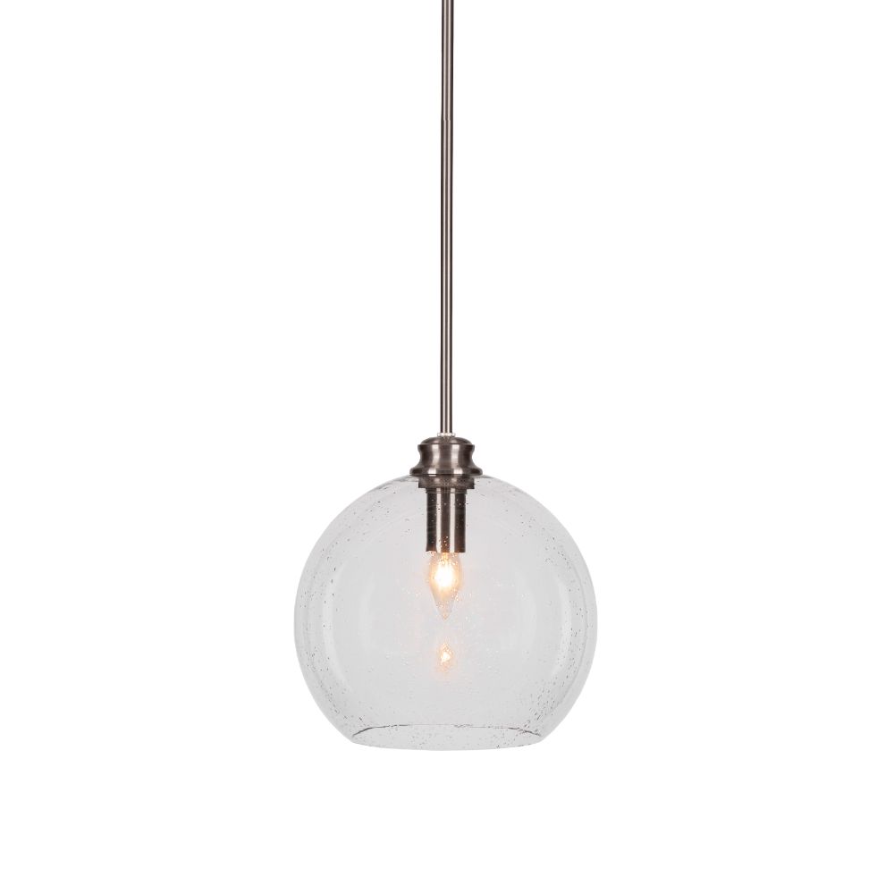 Toltec Lighting 71-BN-4370 Kimbro Stem Hung Pendant In Brushed Nickel Finish With 11.75" Clear Bubble Glass