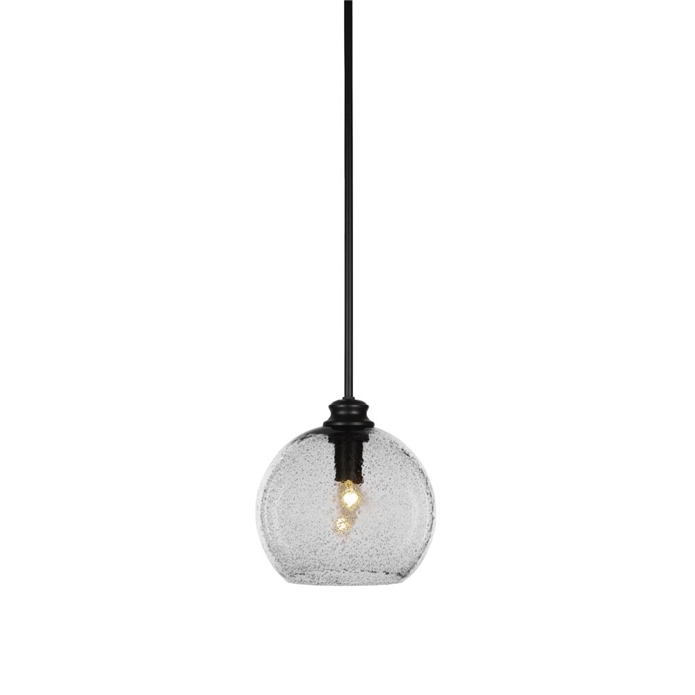 Toltec Lighting 71-MB-4352 Kimbro Stem Hung Pendant Shown In Matte Black Finish With 9.75" Smoke Textured Glass