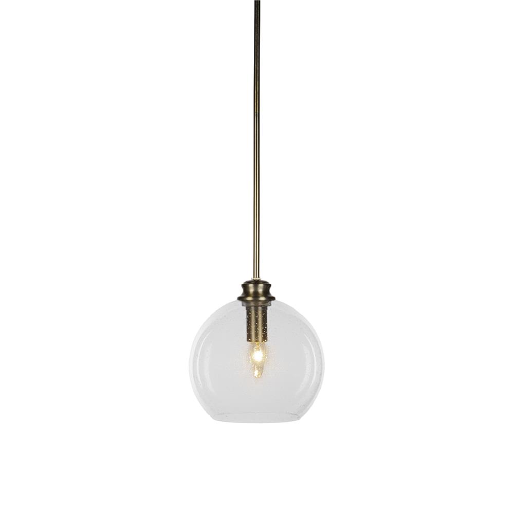 Toltec Lighting 71-NAB-4350 Kimbro Stem Hung Pendant Shown In New Age Brass Finish With 9.75" Clear Bubble Glass
