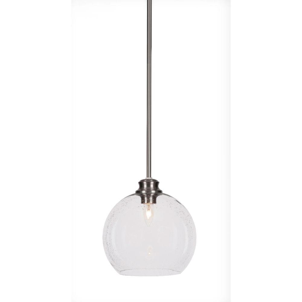 Toltec Lighting 72-BN-4350 Kimbro Stem Hung Pendant In Brushed Nickel Finish With 9.75" Clear Bubble Glass