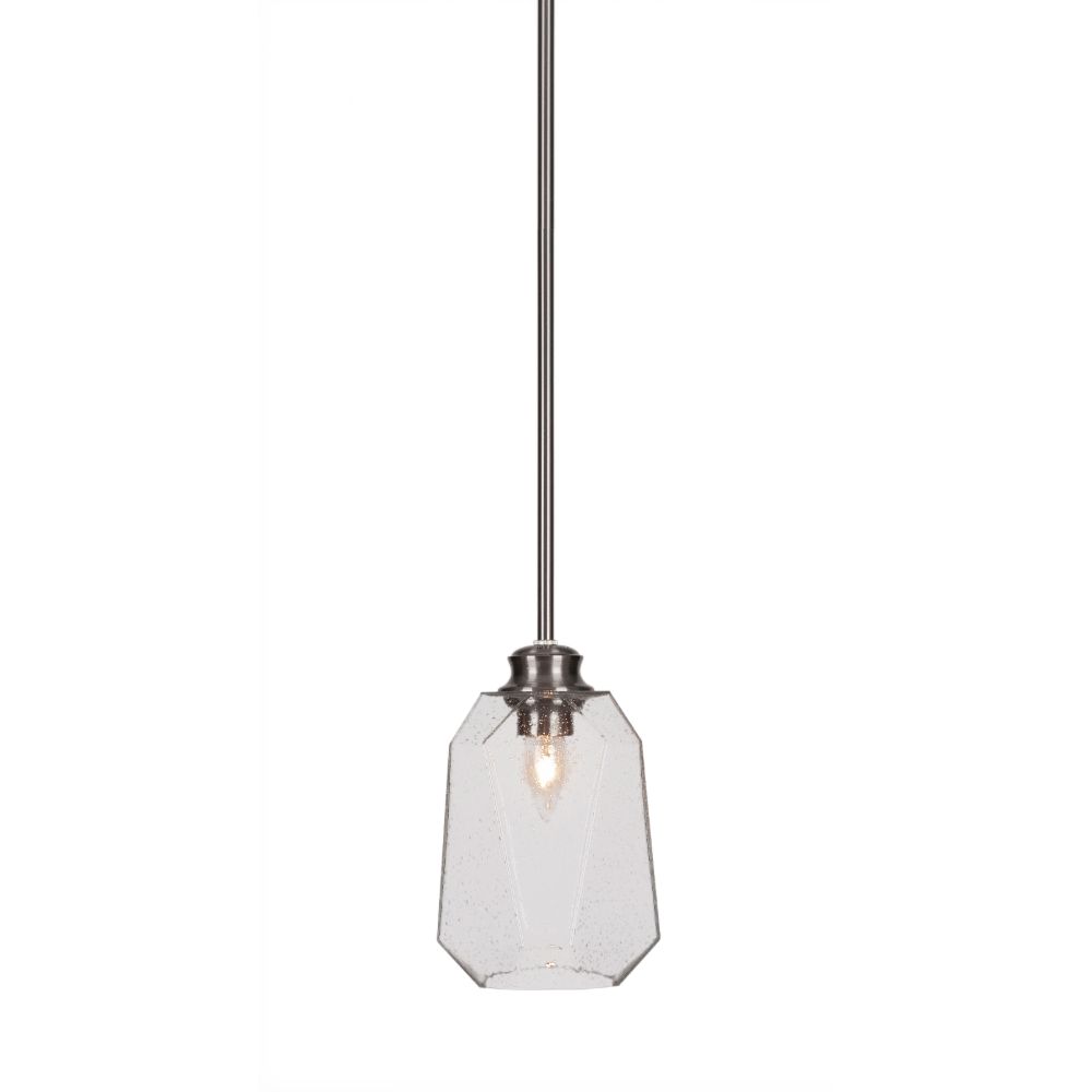 Toltec Lighting 72-BN-4460 Rocklin Stem Hung Pendant In Brushed Nickel Finish With 6.75" Clear Bubble Glass