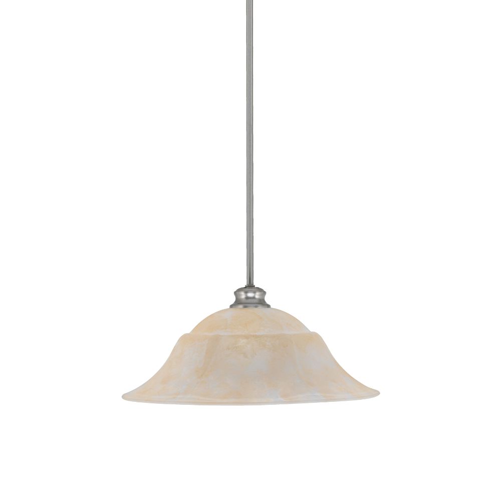Toltec Lighting 72-BN-53813 Stem Pendant With Hang Straight Swivel Shown In Brushed Nickel Finish With 20" Amber Marble Glass