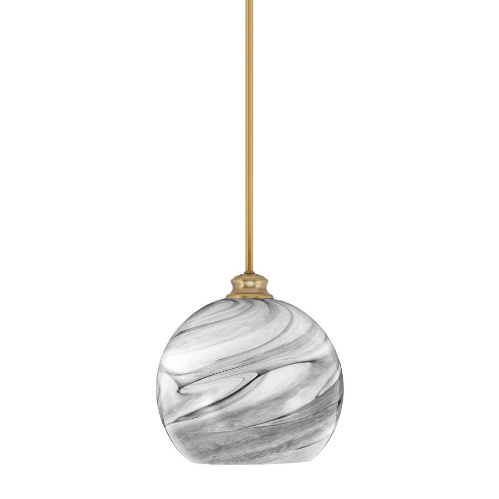 Toltec Lighting 72-NAB-4359 Kimbro Stem Hung Pendant, New Age Brass Finish, 9.5" Onyx Swirl Glass