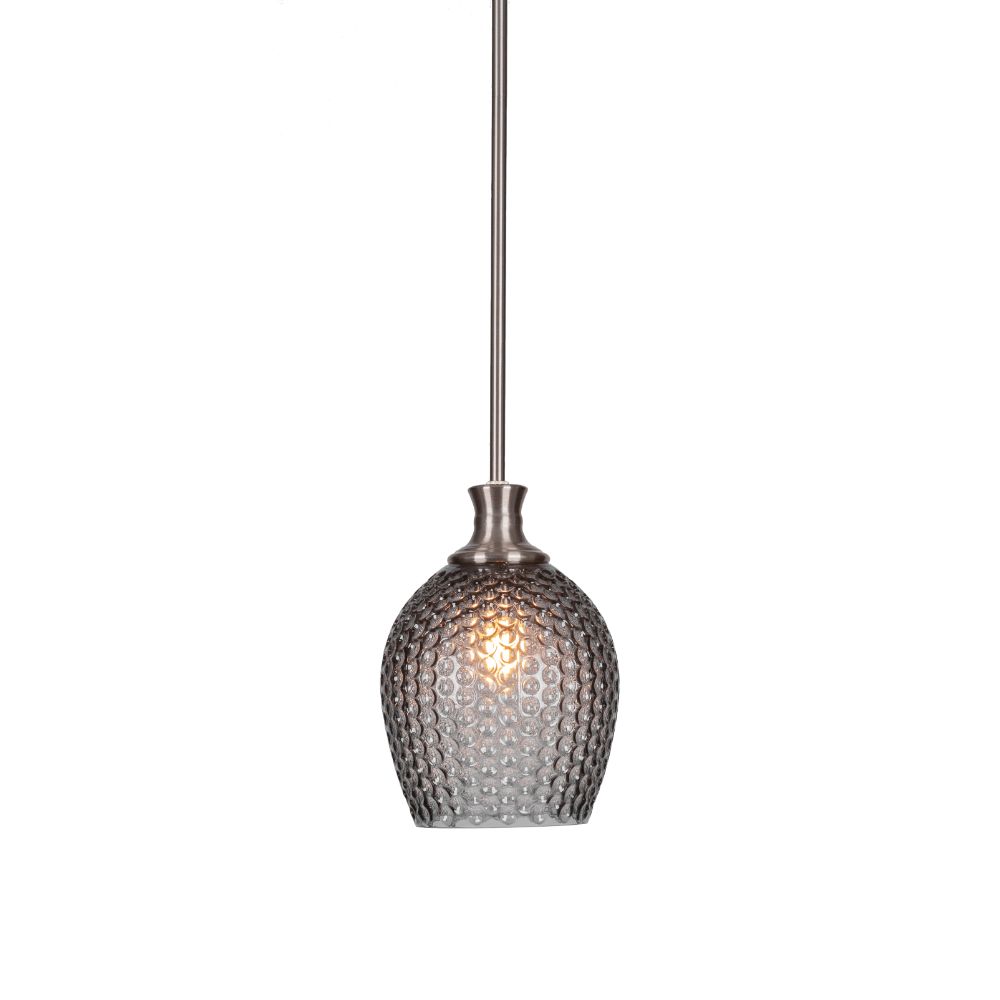 Toltec Lighting 76-BN-4902 Zola Stem Hung Pendant In Brushed Nickel Finish With 7.5" Smoke Textured Glass