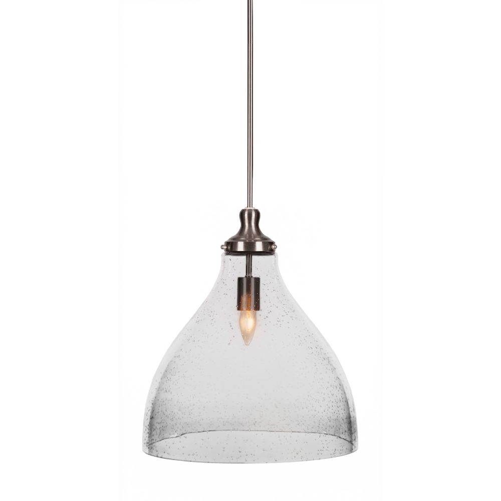 Toltec Lighting 77-BN-4740  Juno Stem Hung Pendant In Brushed Nickel Finish With 16" Clear Bubble Glass