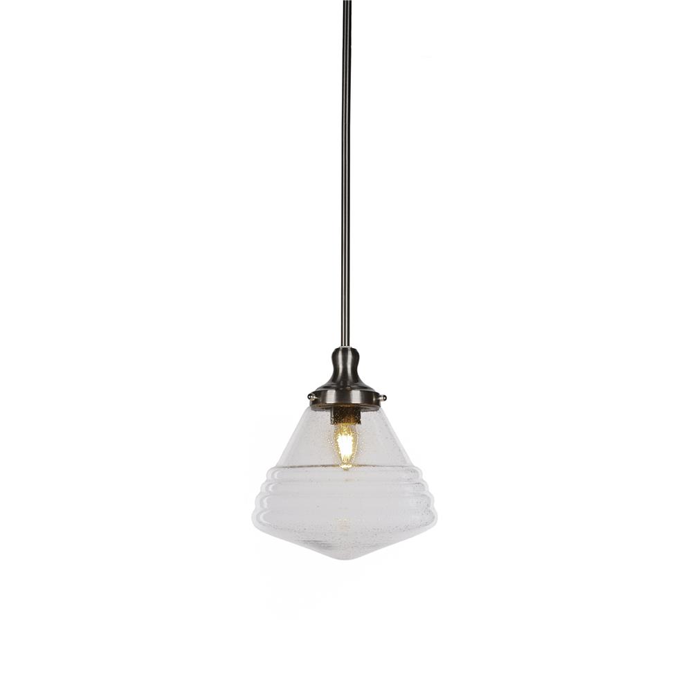 Toltec Lighting 79-BN-4710 Juno Stem Hung Pendant Shown In Brushed Nickel Finish With 9.75" Clear Bubble Glass