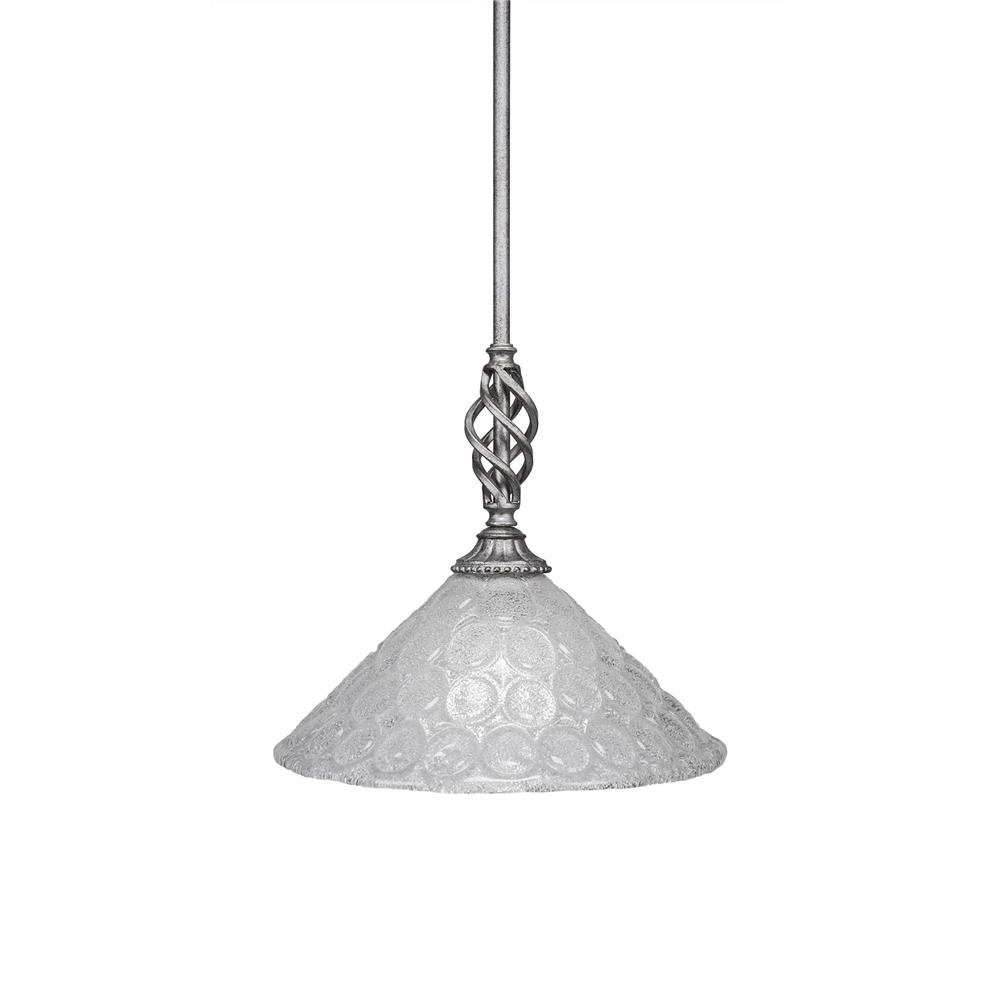 Toltec Lighting 80-AS-441 Eleganté Mini Pendant With Hang Straight Swivel Shown In Aged Silver Finish With 12" Italian Bubble Glass