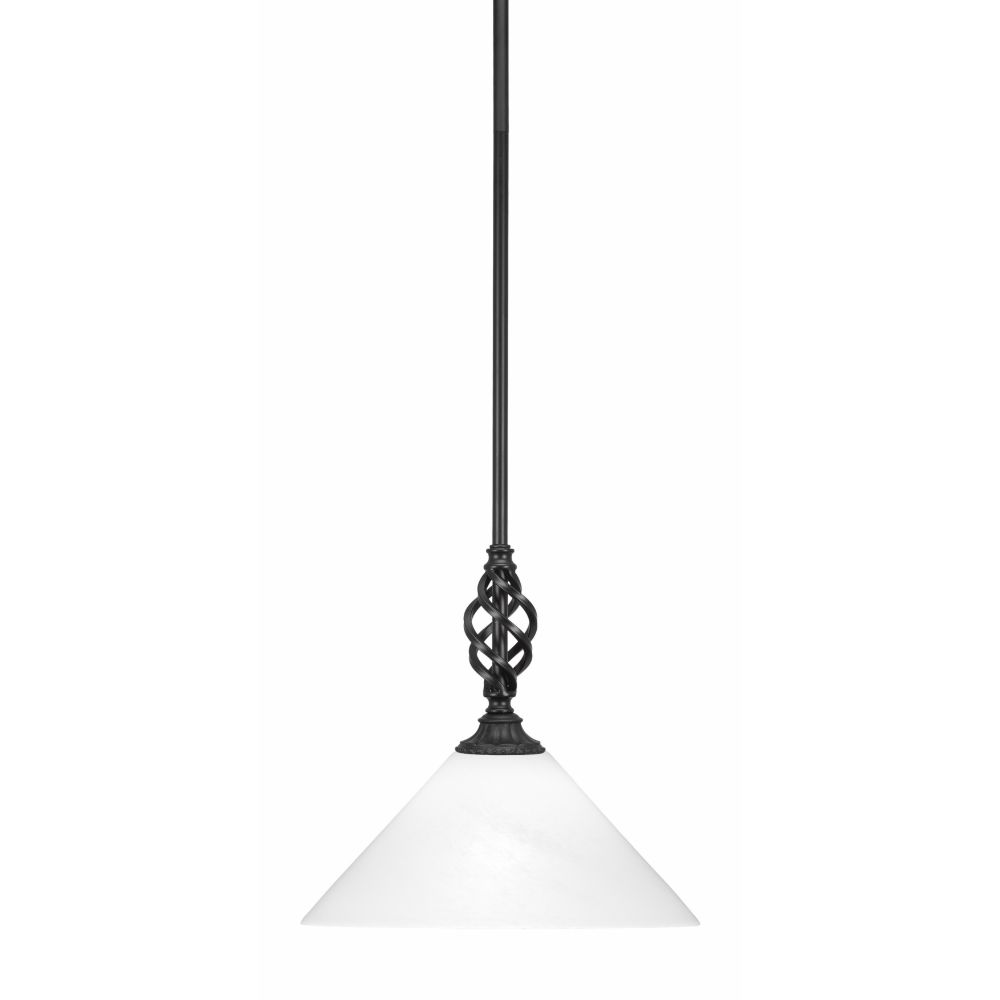 Toltec Lighting Eleganté Pendant With Hang Straight Swivel Shown In Matte Black Finish With 12" White Marble Glass