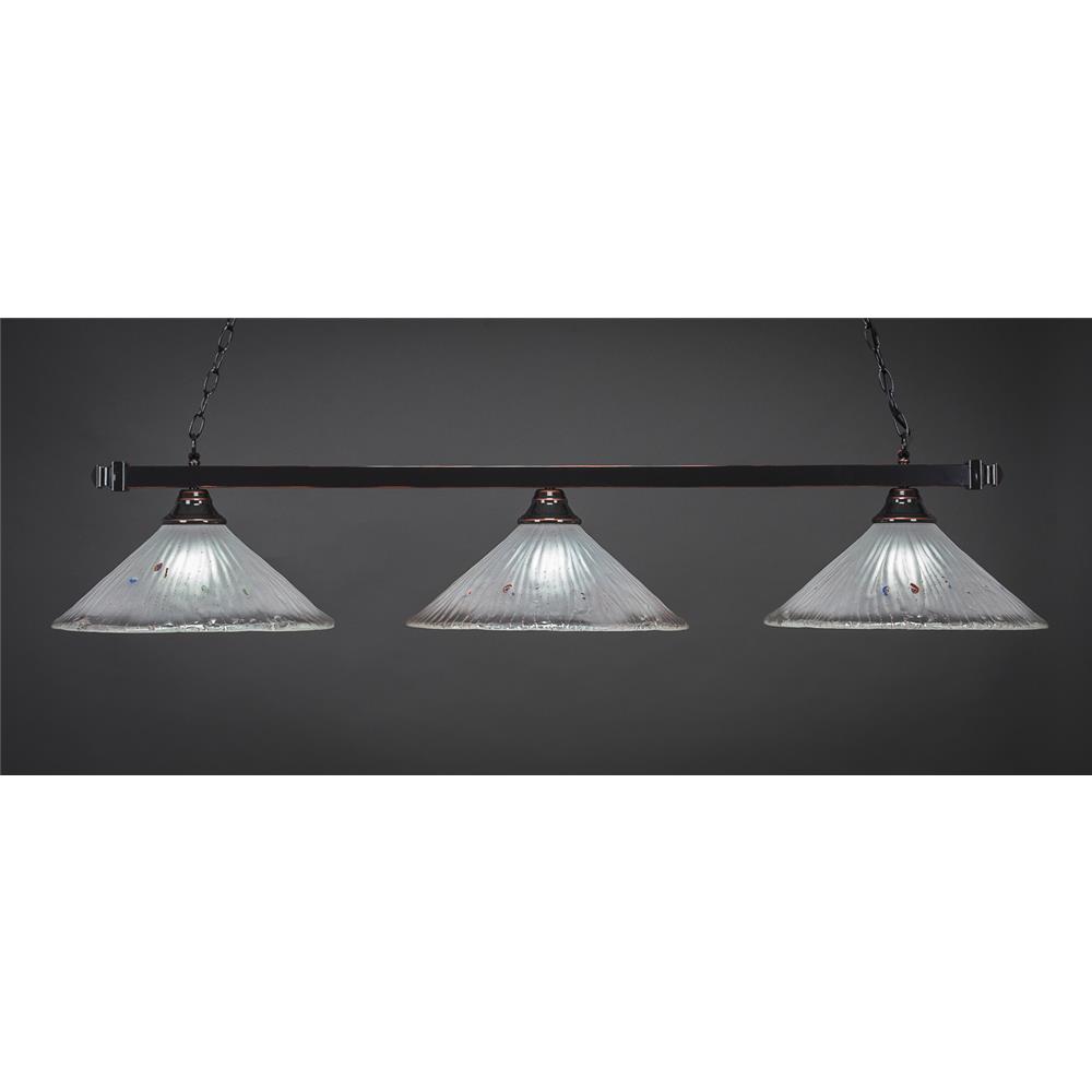 Toltec Lighting 803-BC-711 Black Copper Finish 3 Light Square Bar With 16 in. Frosted Crystal Glass Shade