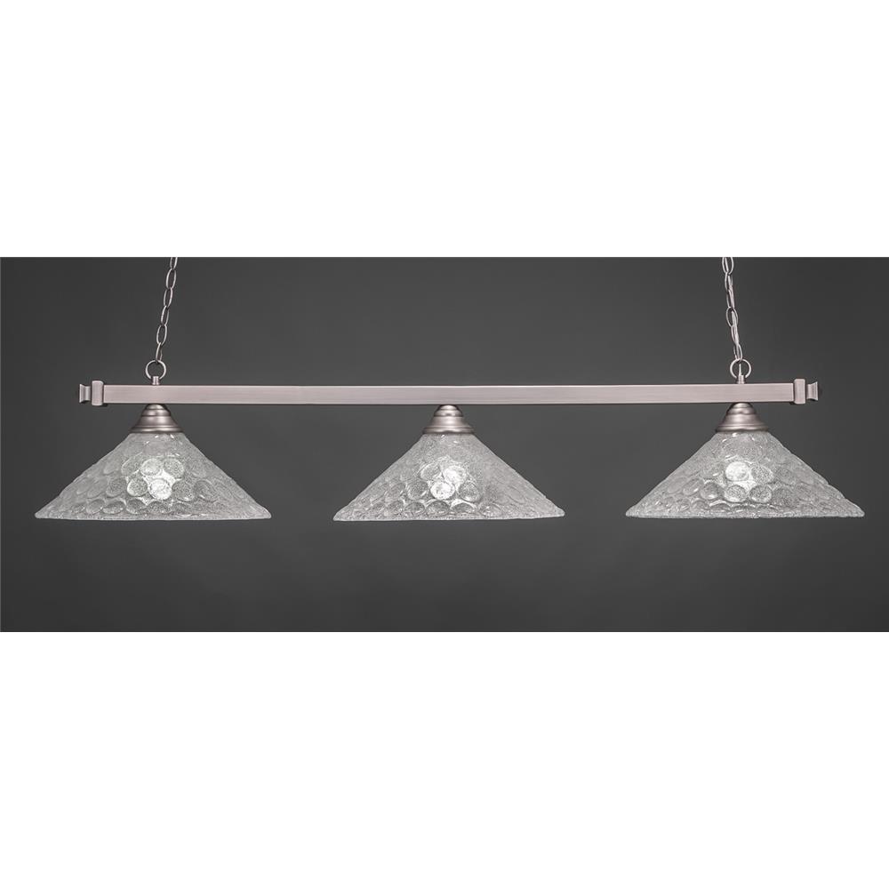 Toltec Lighting 803-BN-411 Brushed Nickel Finish 3 Light Square Bar With 16 in. Italian Bubble Glass Shade