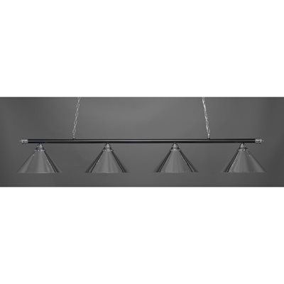 Toltec Lighting 803-CHMB-420-CH Square 3 Light Bar in Chrome And Matte Black Finish With 14" Chrome Cone Metal Shades