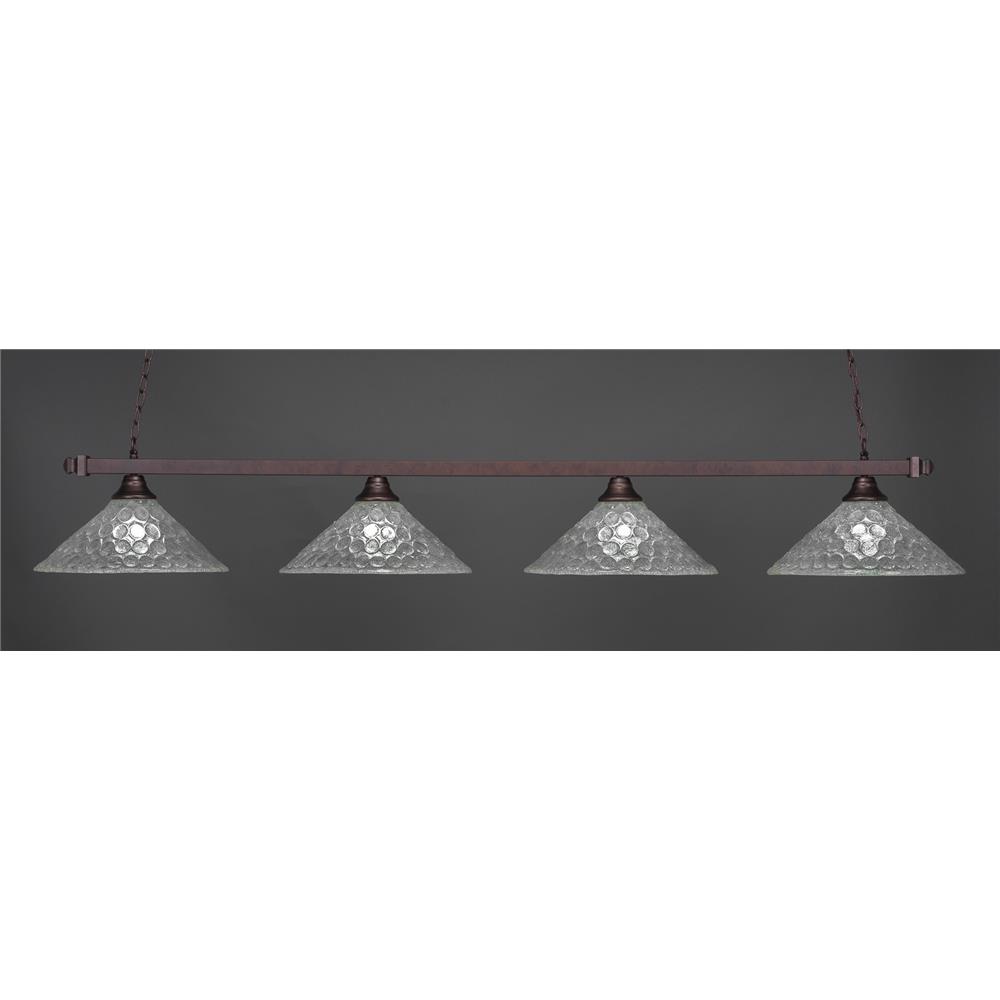 Toltec Lighting 804-BRZ-411 Bronze Finish 4 Light Square Bar With 16 in. Italian Bubble Glass Shade