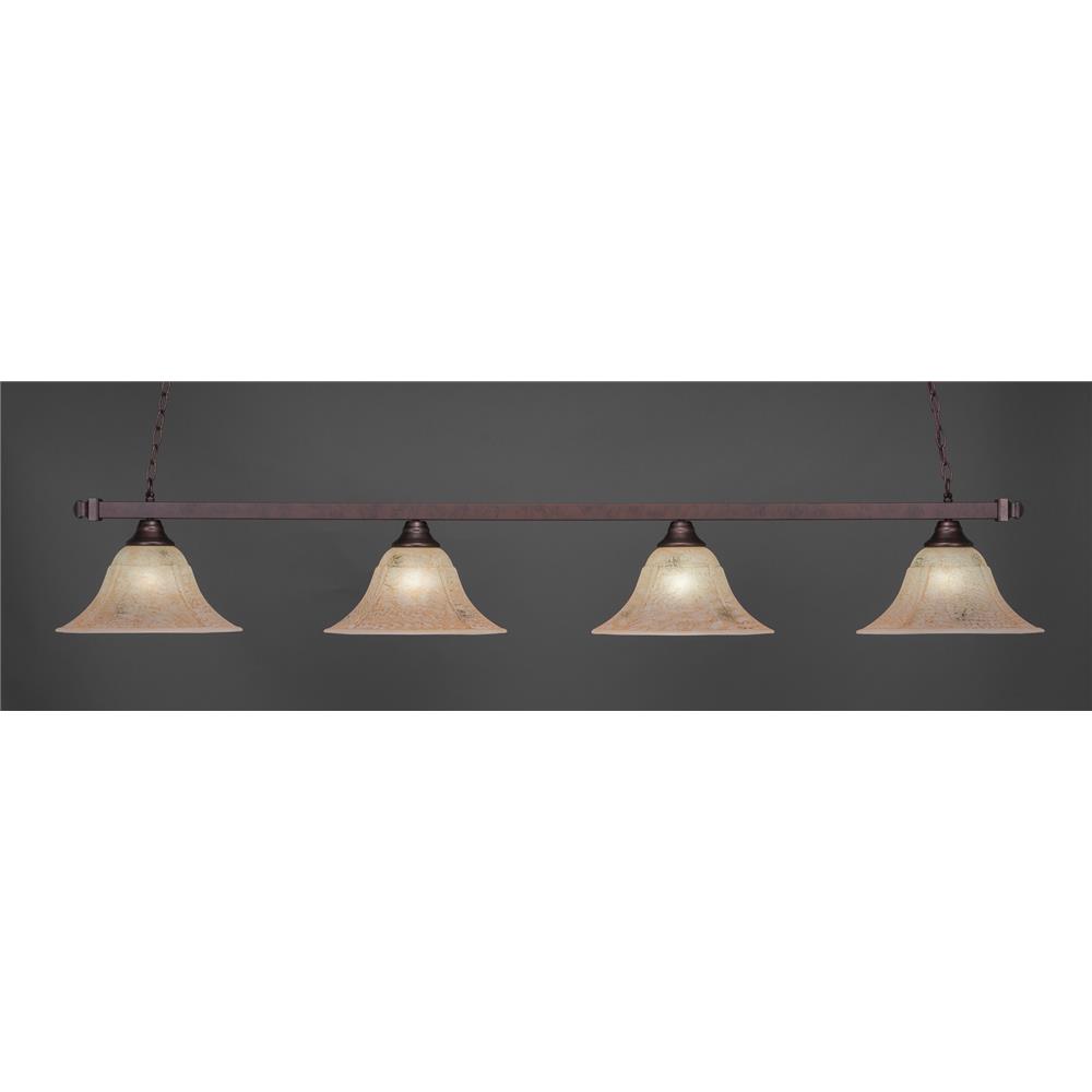Toltec Lighting 804-BRZ-53318 Bronze Finish 4 Light Square Bar With 14 in. Italian Marble Glass Shade