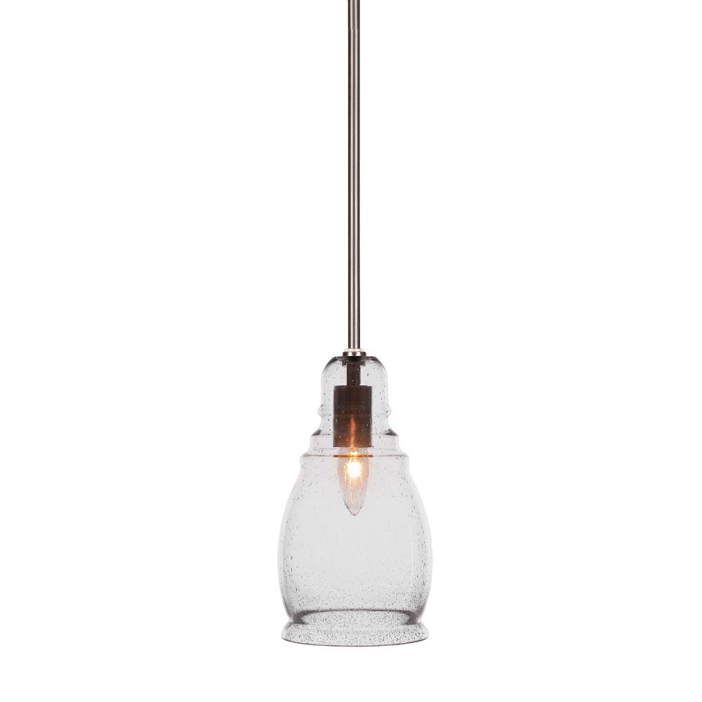 Toltec Lighting 81-BN-4550 Palisade Stem Hung Pendant In Brushed Nickel Finish With 6" Clear Bubble Glass