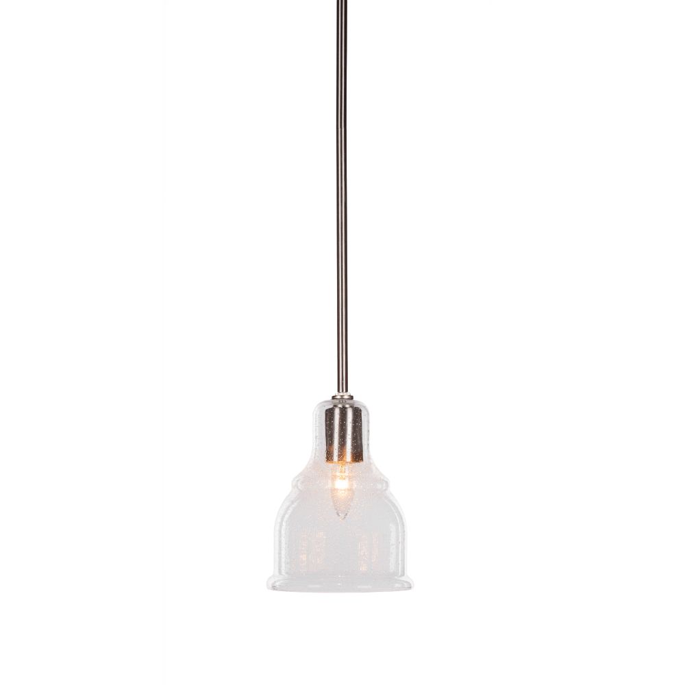 Toltec Lighting 81-BN-4560 Palisade Stem Hung Pendant Shown In Brushed Nickel Finish With 6.5" Clear Bubble Glass