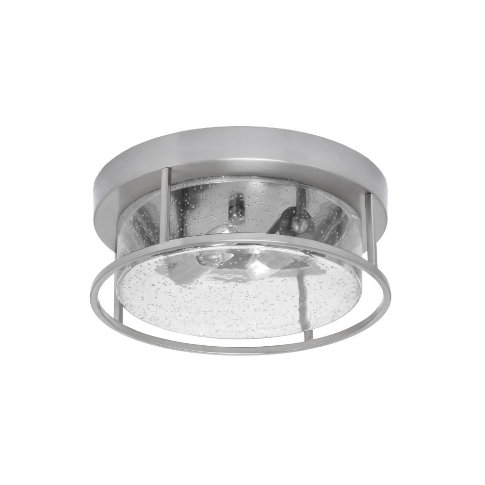Toltec Lighting 12" Flush Mount, 2-Bulbs, Shown In Brushed Nickel Finish With Clear Bubble Glass