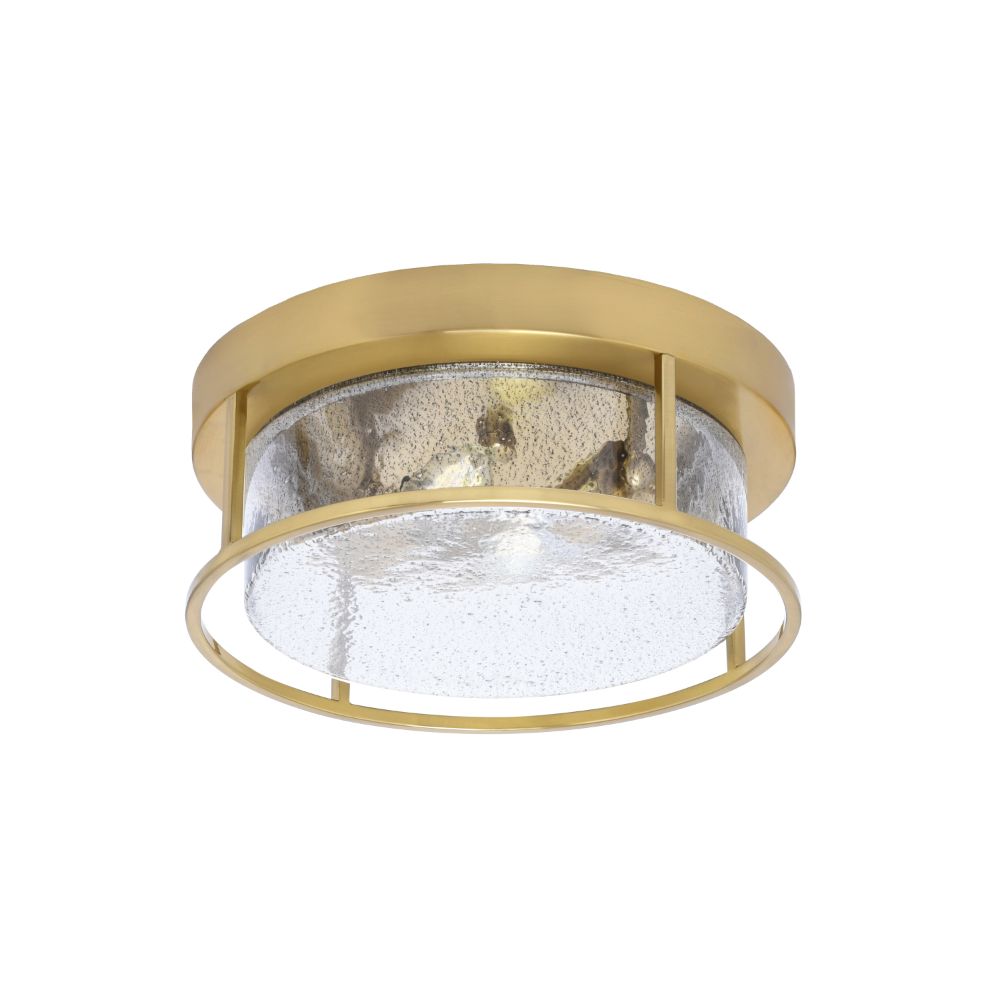 Toltec Lighting 812-NAB-2 12" Flush Mount, 2-Bulb Shown In New Age Brass Finish With Smoke Bubble Glass