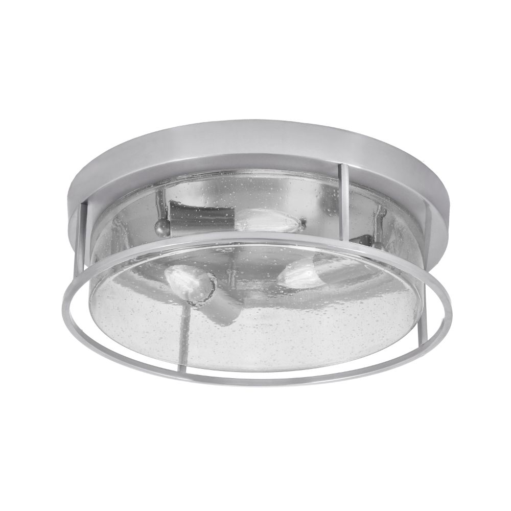 Toltec Lighting 16" Flush Mount, 3-Bulbs, Shown In Brushed Nickel Finish With Clear Bubble Glass