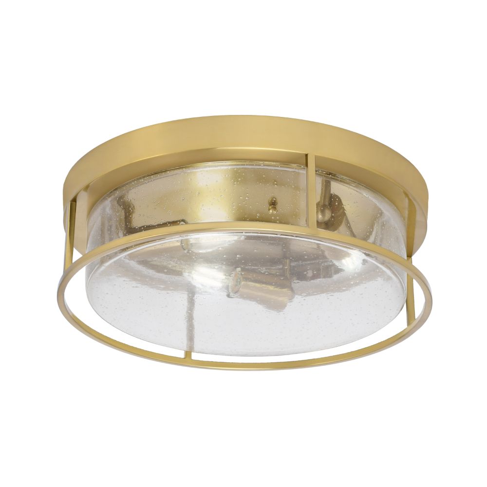 Toltec Lighting 816-NAB-0 16" Flush Mount, 3-Bulb Shown In New Age Brass Finish With Clear Bubble Glass