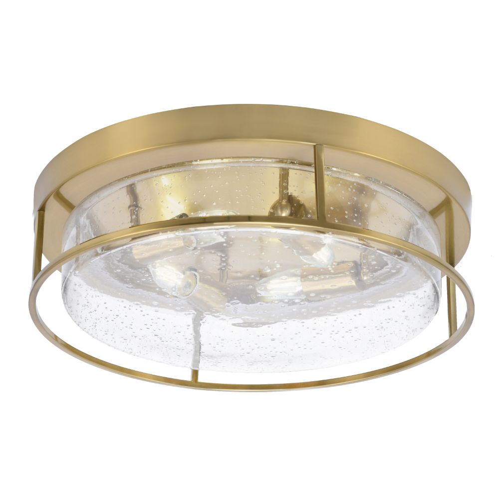 Toltec Lighting 818-NAB-0 18" Flush Mount, 4-Bulbs, Shown In New Age Brass Finish With Clear Bubble Glass