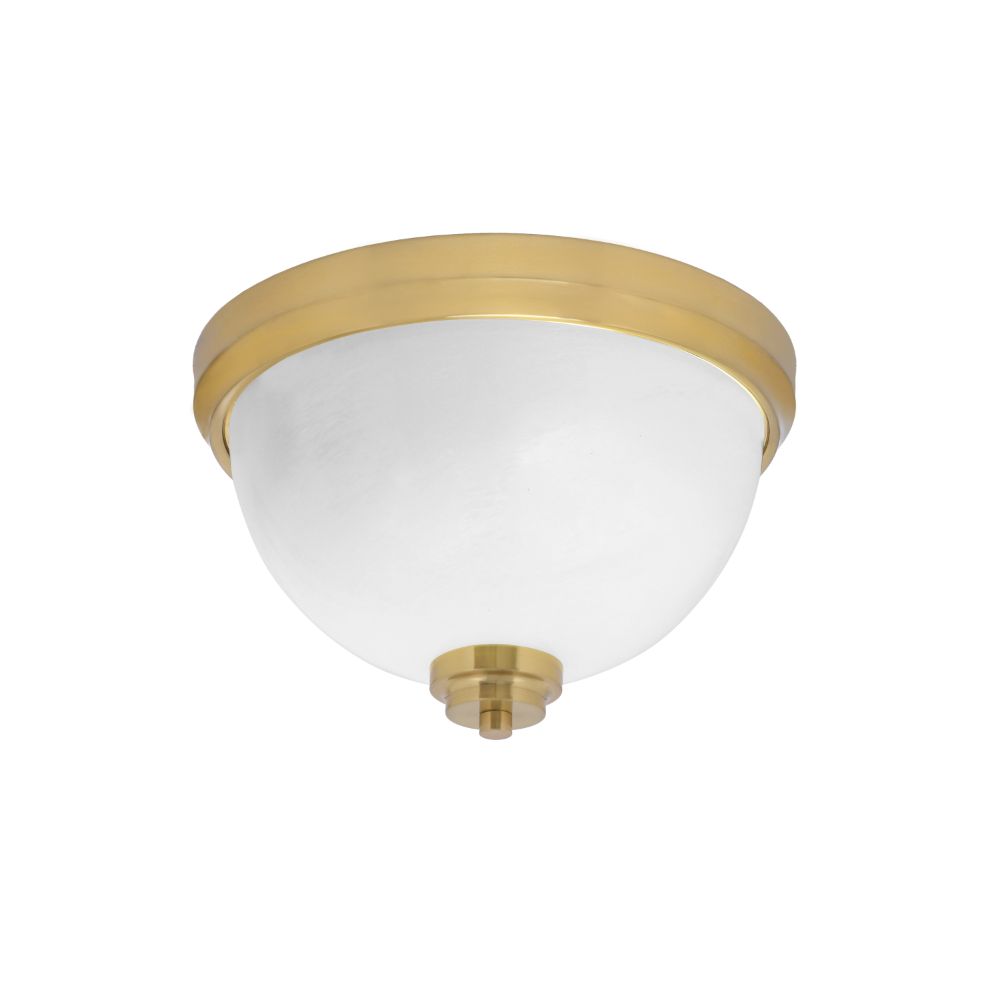 Toltec Lighting 822-NAB-1 12" Flush Mount, 2-Bulb Shown In New Age Brass Finish With White Marble Glass