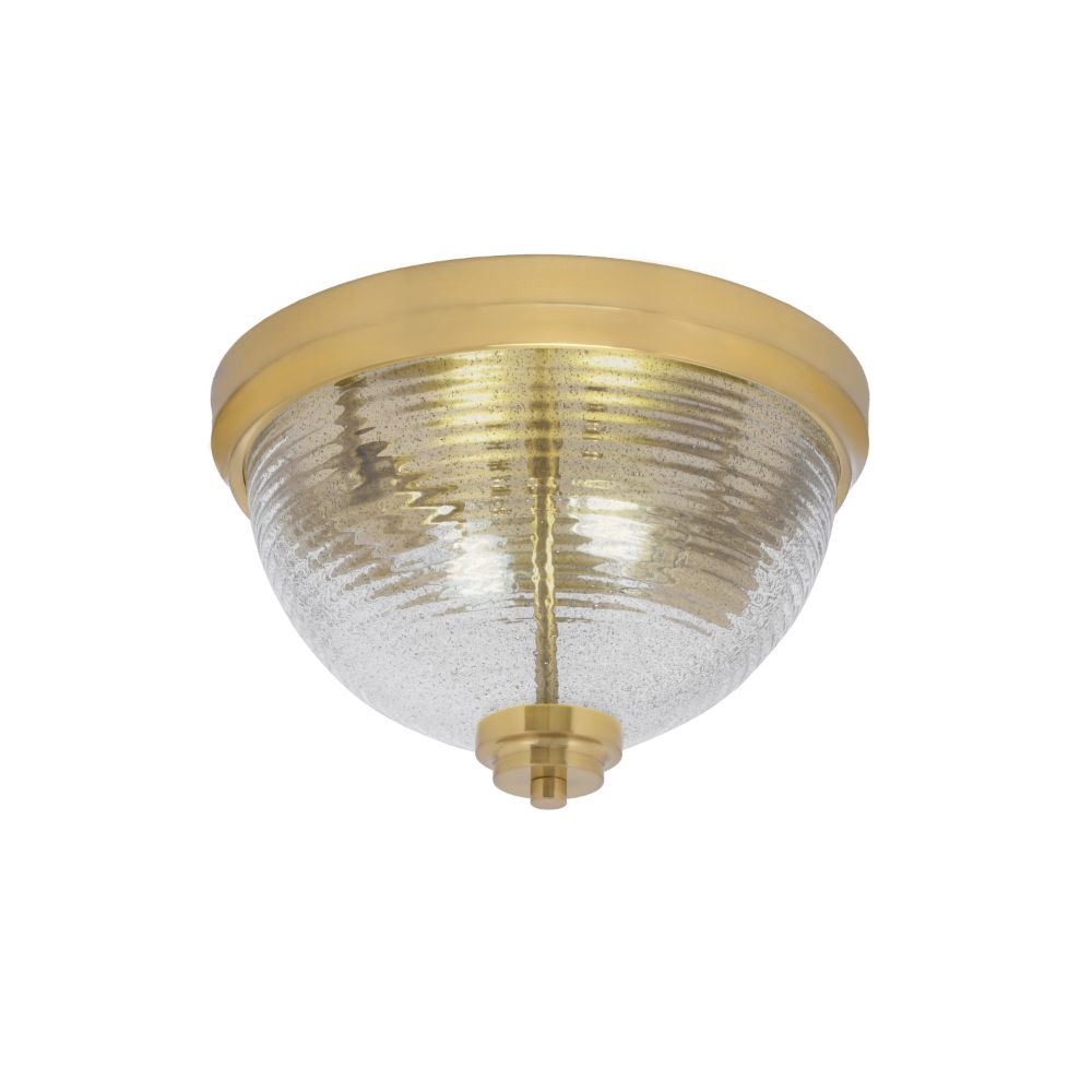 Toltec Lighting 822-NAB-7 12" Flush Mount, 2-Bulbs, Shown In New Age Brass Finish With Smoke Ribbed Glass