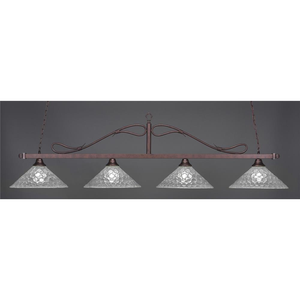 Toltec Lighting 824-BRZ-411 Bronze Finish 4 Light Wrought Iron Rope Bar With 16 in. Italian Bubble Glass Shade