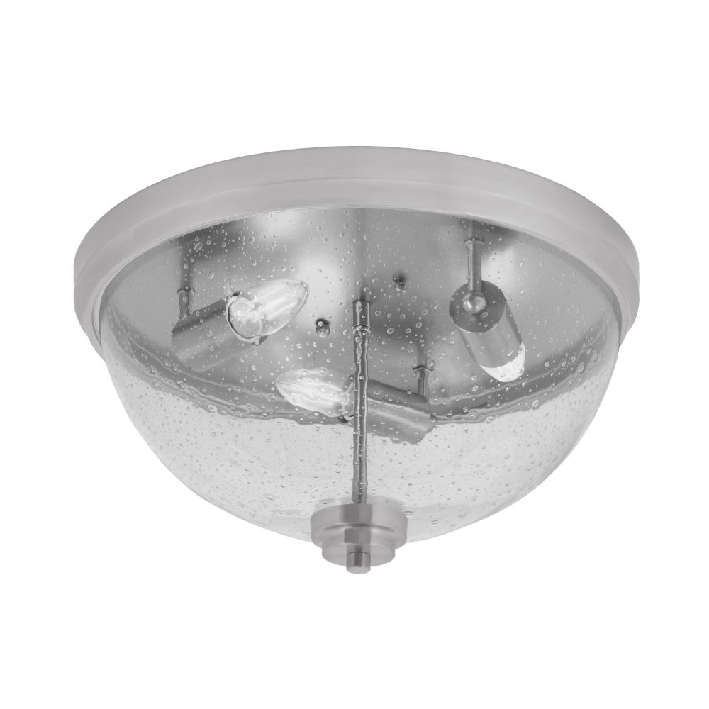 Toltec Lighting 826-BN-0 16" Flush Mount, 3-Bulb Shown In Brushed Nickel Finish With Clear Bubble Glass