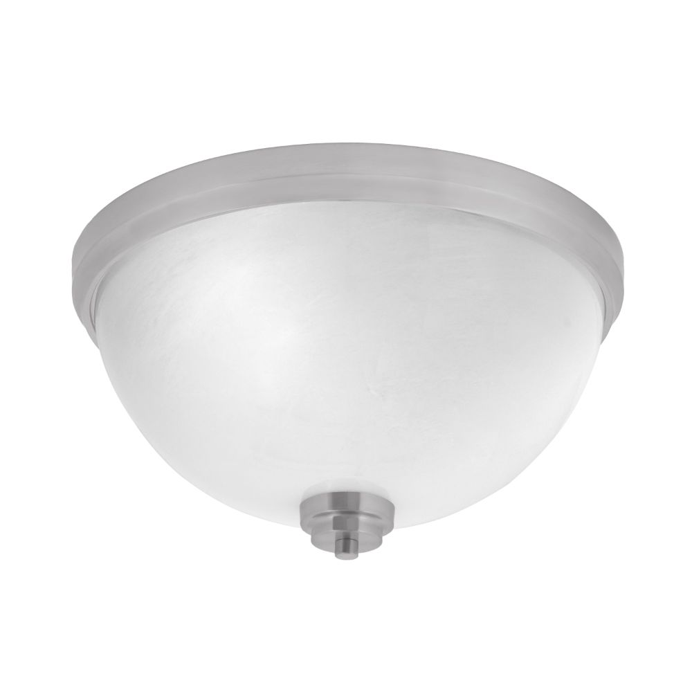Toltec Lighting 826-BN-1 16" Flush Mount, 3-Bulbs, Shown In Brushed Nickel Finish With White Marble Glass